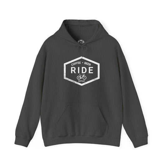 Coffee Ride Beer Repeat Hoodie | Gildan 18500 Heavy Blend | Cycling Lifestyle Hoodie | Bike Sweatshirt