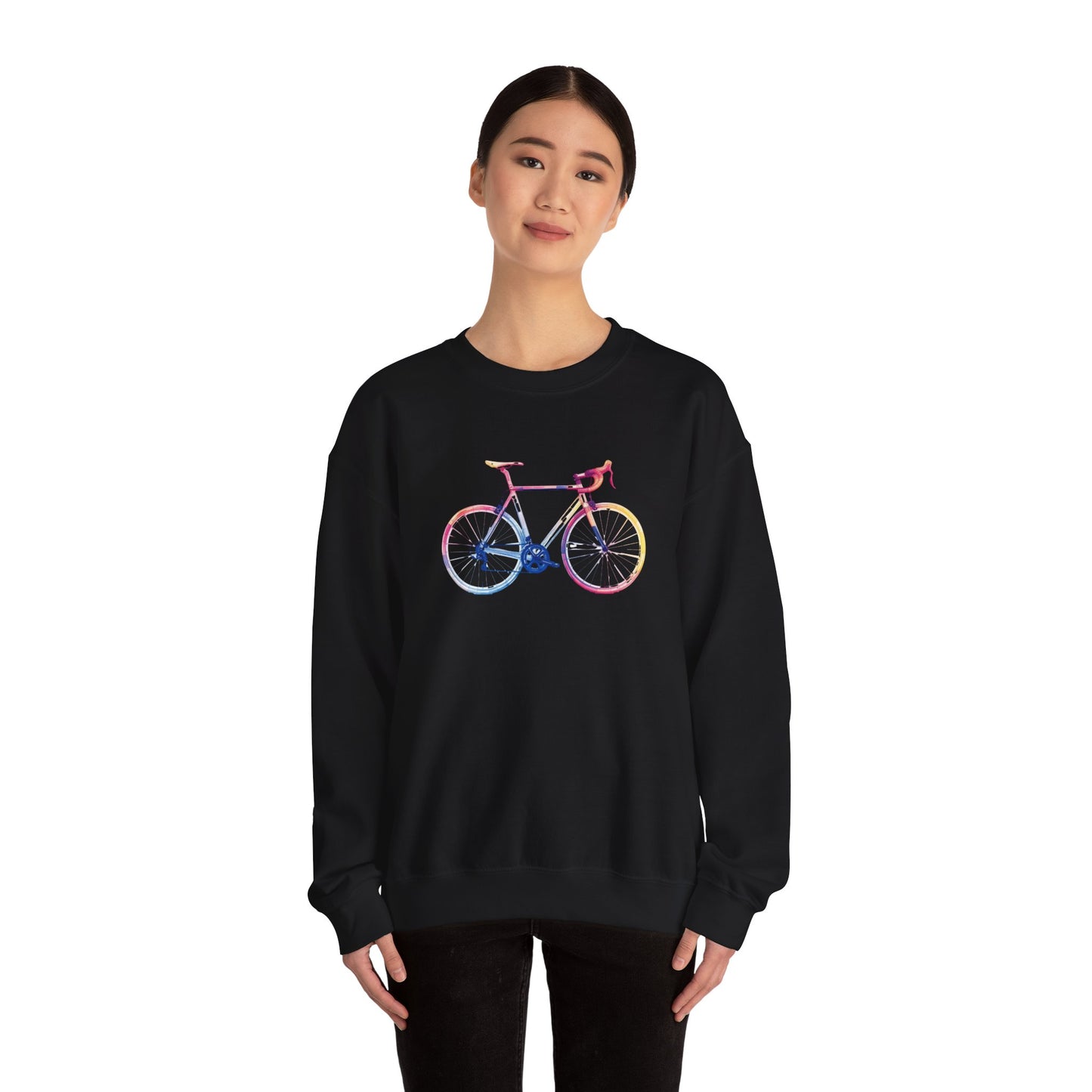 Colorful Road Bike Sweatshirt | Gildan 18000 Heavy Blend | Artistic Cycling Crewneck | Bike Graphic Pullover
