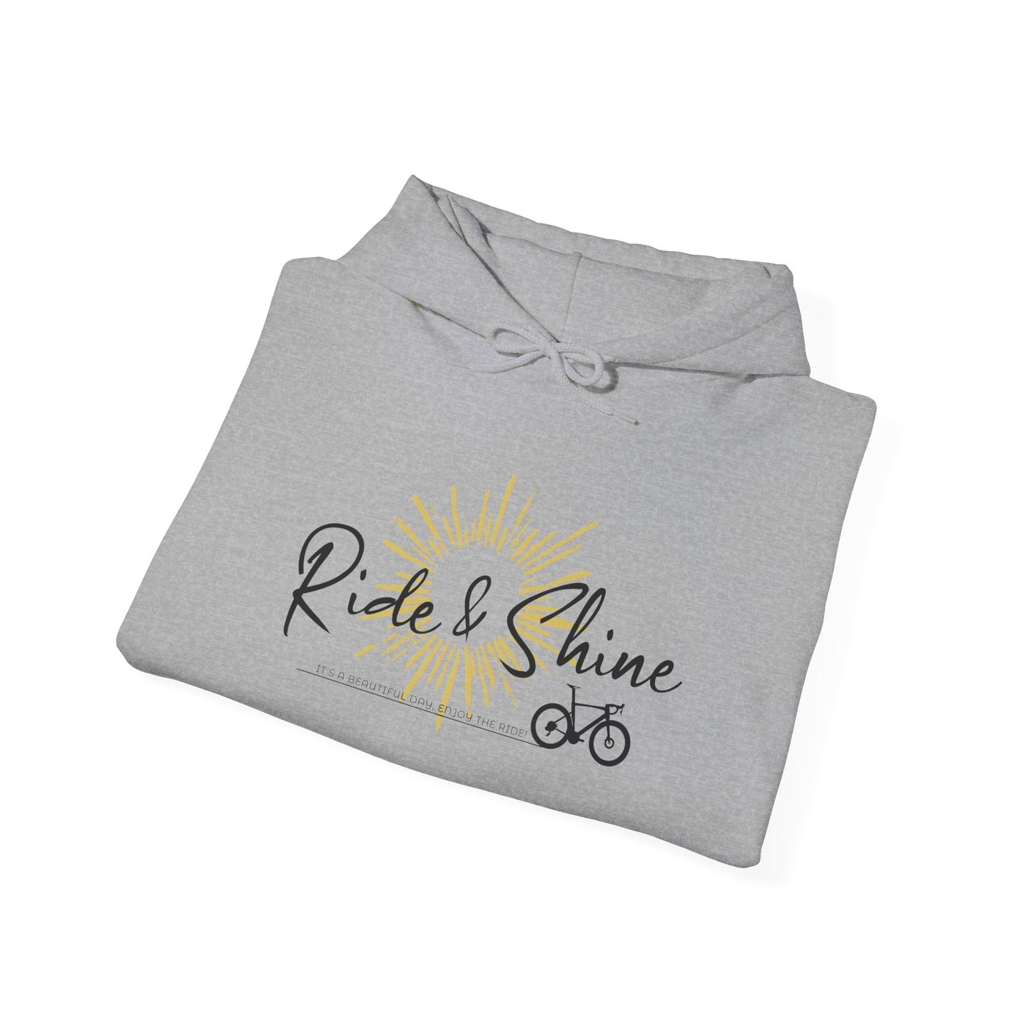 Ride & Shine Cycling Hoodie | Gildan 18500 Heavy Blend | Sunrise Bike Hoodie | Cycling Lifestyle Sweatshirt