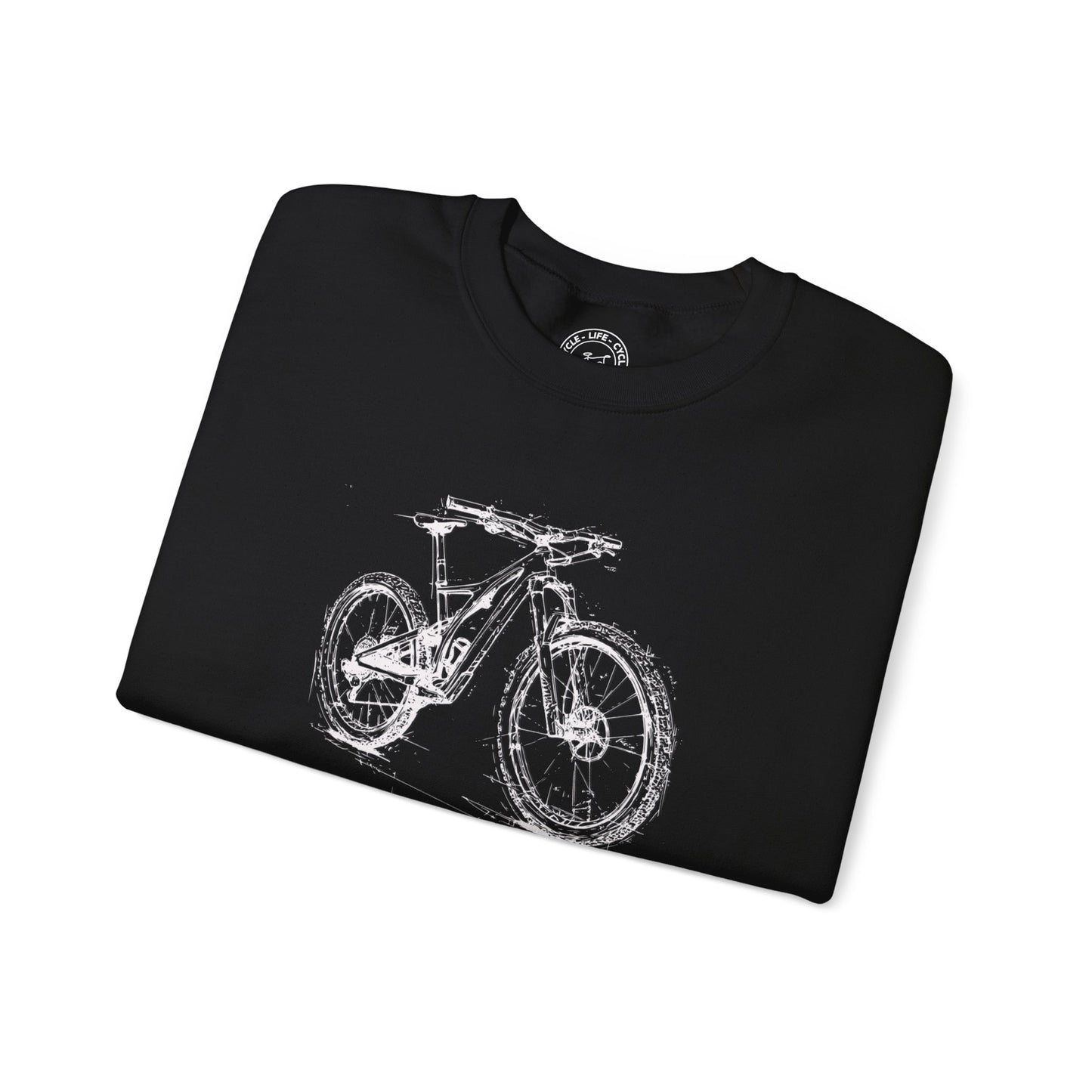 Mountain Bike Sketch Sweatshirt | Gildan 18000 Heavy Blend | MTB Graphic Crewneck | Trail Riding Cycling Pullover