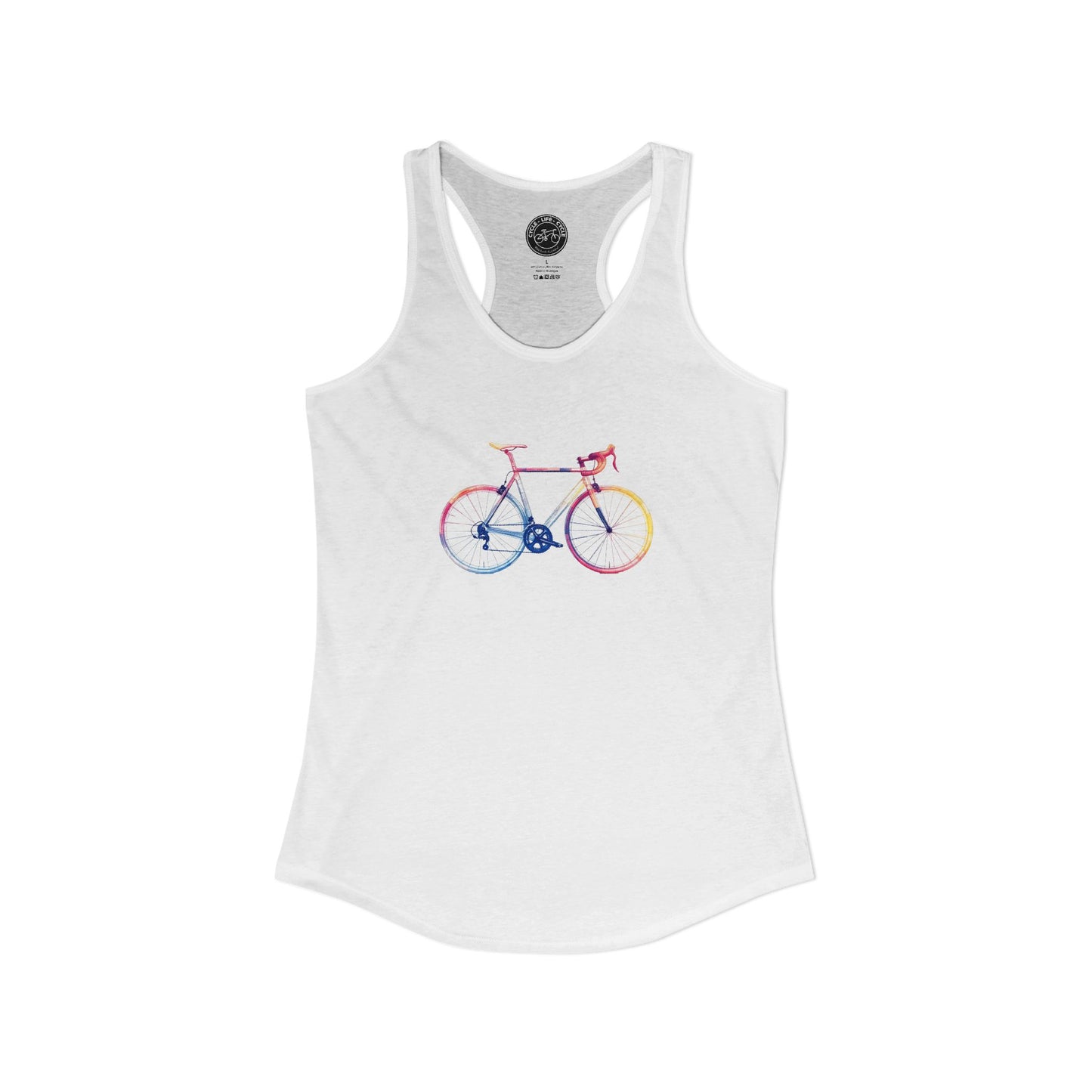 Colorful Road Bike Racerback Tank | Next Level 1533 Ideal Racerback | Artistic Cycling Tank Top | Bike Lifestyle Women’s Tank