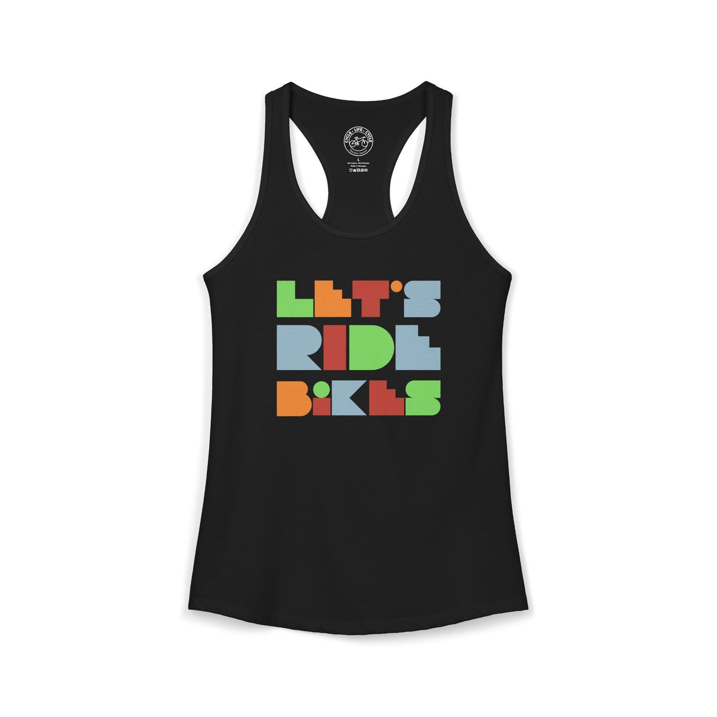 Let’s Ride Bikes Racerback Tank – Women’s Geometric Cycling Graphic | Lightweight Bike Life Tank Top