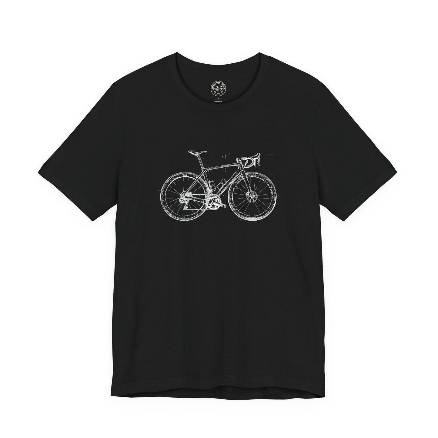 Road Bike Sketch T-Shirt | Bella + Canvas 3001 | Minimalist Cycling Graphic Tee | Road Cycling Shirt | Not a Racer