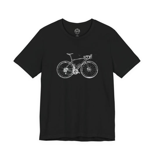 Road Bike Sketch T-Shirt | Bella + Canvas 3001 | Minimalist Cycling Graphic Tee | Road Cycling Shirt | Not a Racer