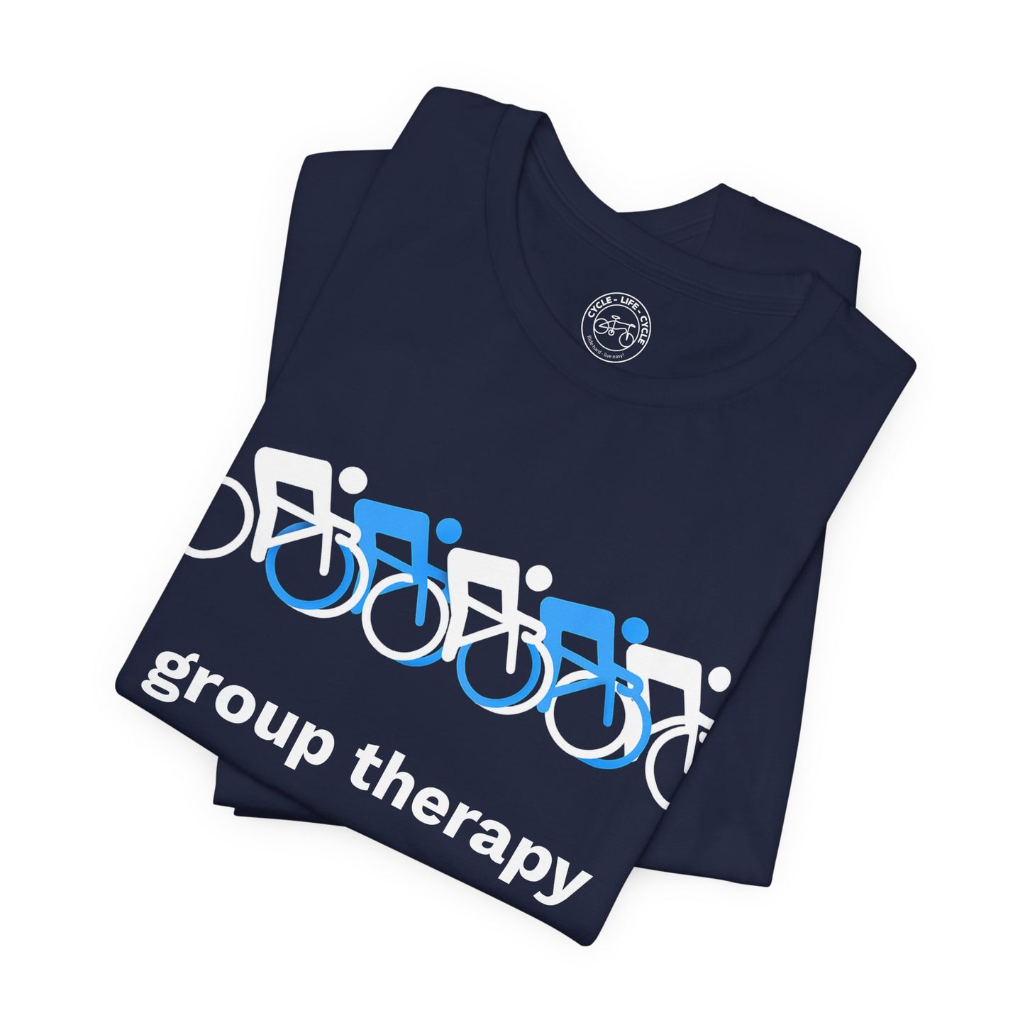 Group Therapy Cycling T-Shirt | Bella + Canvas 3001 | Funny Group Ride Bike Shirt | Not a Racer Cycling Tee
