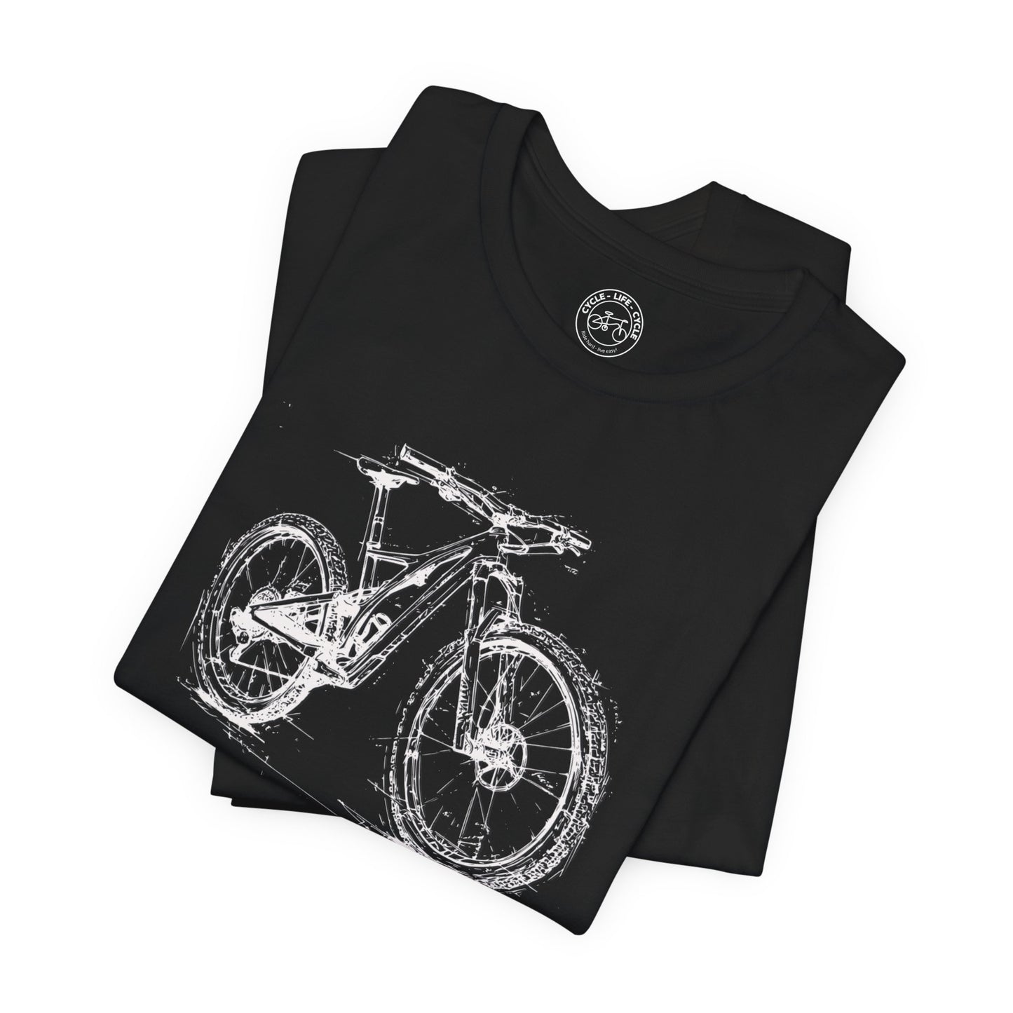 Mountain Bike Sketch T-Shirt | Bella + Canvas 3001 | MTB Graphic Tee | Trail Riding Bike Shirt | Not a Racer