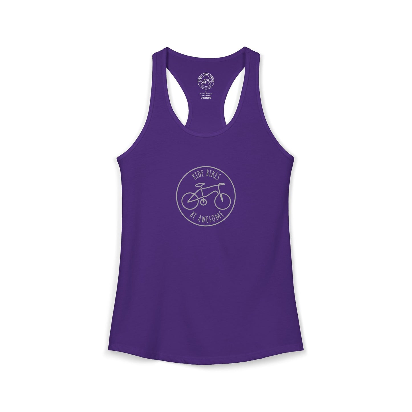 Ride Bikes Be Awesome Racerback Tank | Next Level 1533 Ideal Racerback | Cycling Tank Top | Bike Lifestyle Women’s Tank