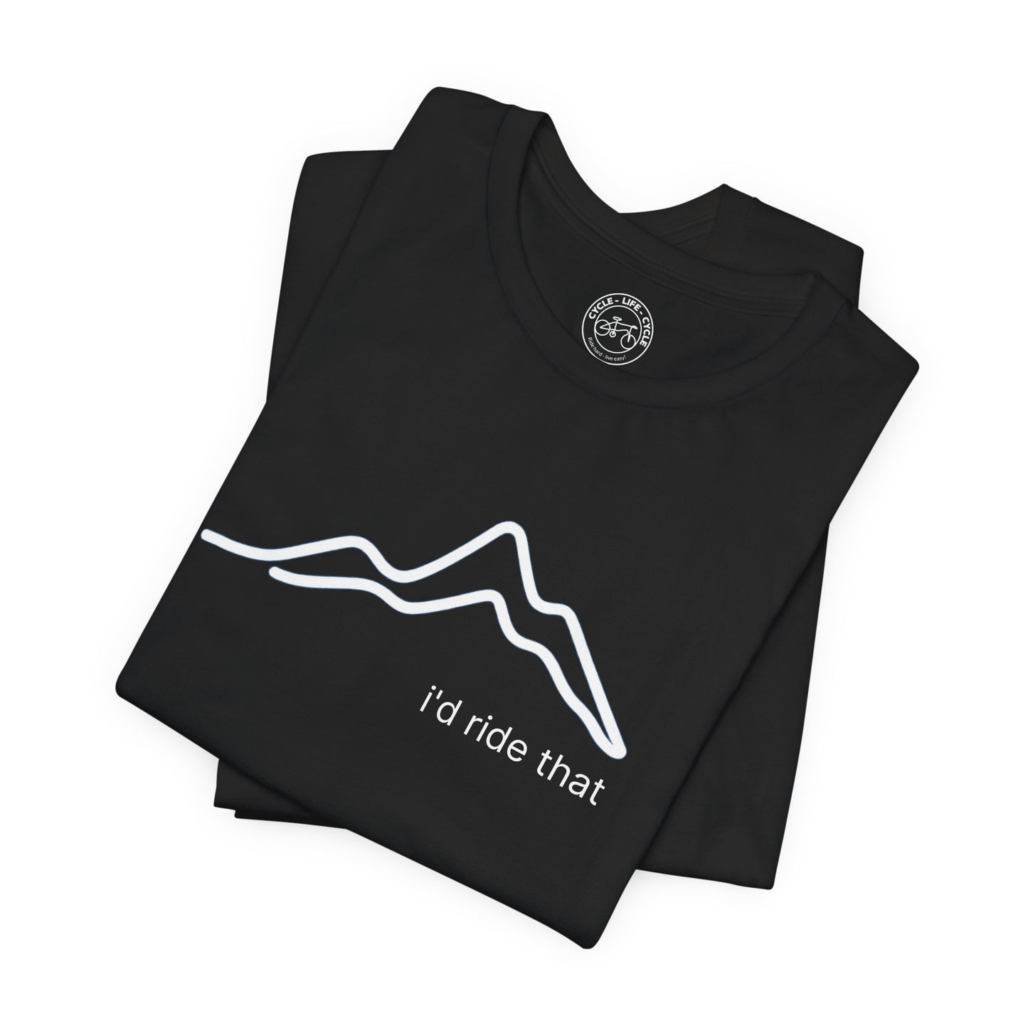 I’d Ride That Cycling T-Shirt | Bella + Canvas 3001 | Minimal Mountain Line Art Bike Shirt | Not a Racer Cycling Tee