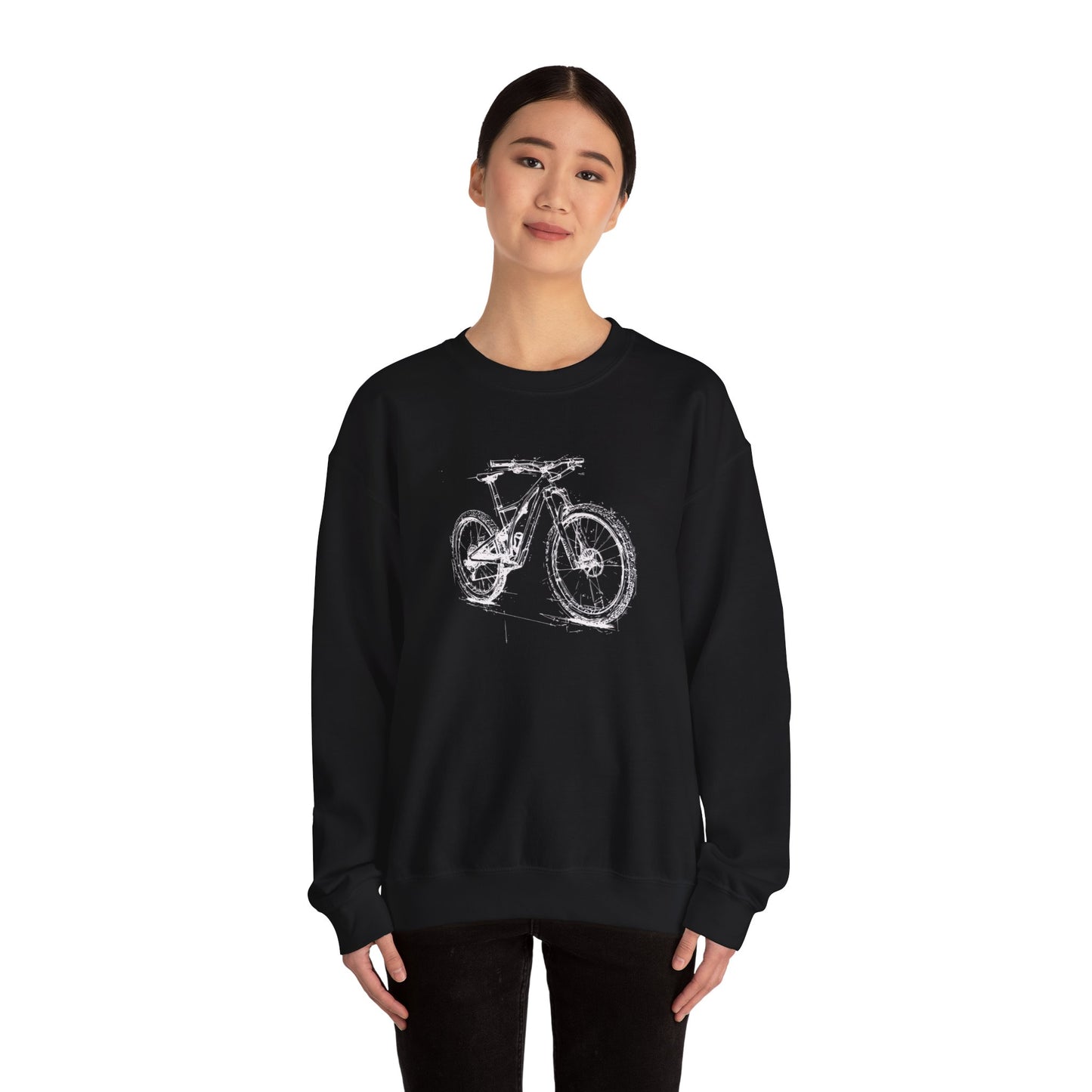 Mountain Bike Sketch Sweatshirt | Gildan 18000 Heavy Blend | MTB Graphic Crewneck | Trail Riding Cycling Pullover