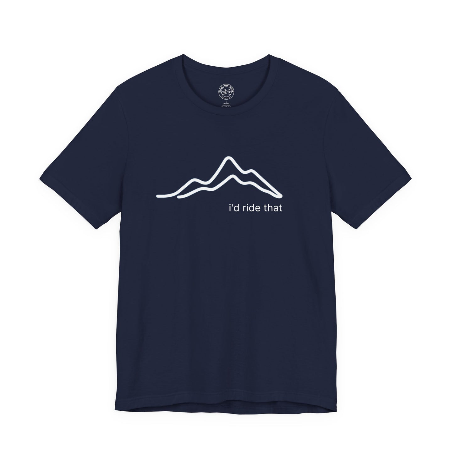 I’d Ride That Cycling T-Shirt | Bella + Canvas 3001 | Minimal Mountain Line Art Bike Shirt | Not a Racer Cycling Tee