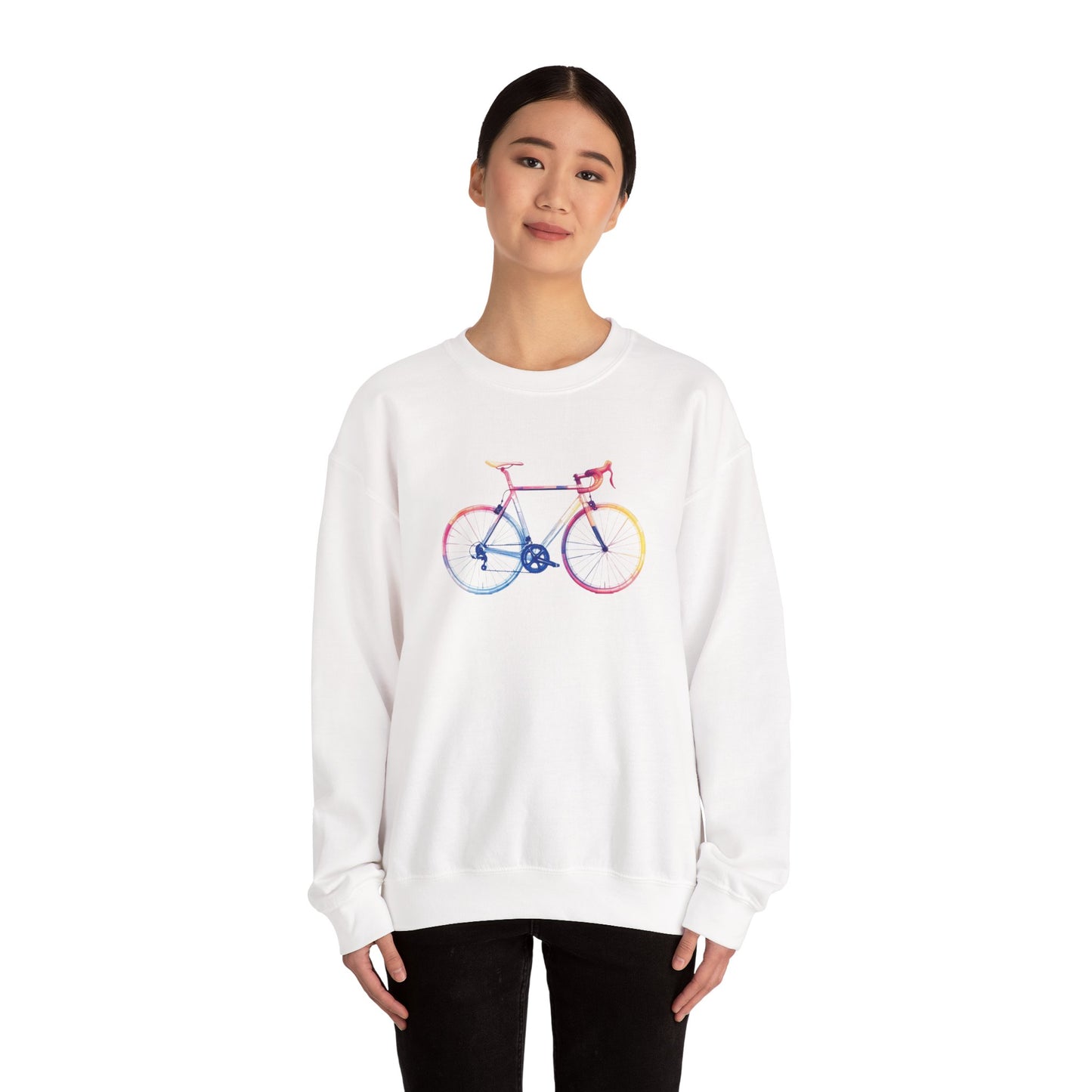 Colorful Road Bike Sweatshirt | Gildan 18000 Heavy Blend | Artistic Cycling Crewneck | Bike Graphic Pullover