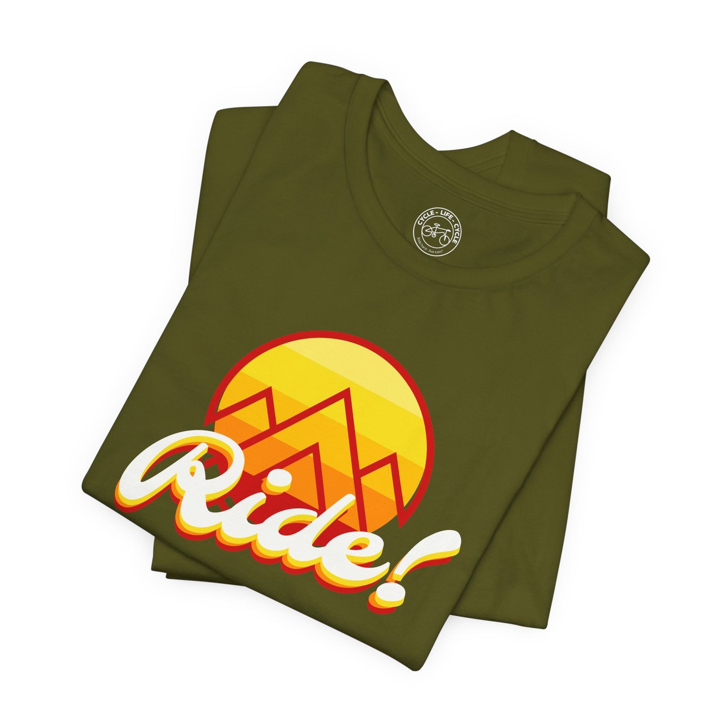 Ride T-Shirt | Bella + Canvas 3001 | Retro Mountain Cycling Shirt | Ride More Bike Tee | Not a Racer