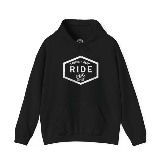 Coffee Ride Beer  Repeat Hoodie | Gildan 18500 Heavy Blend | Cycling Lifestyle Hoodie | Bike Sweatshirt