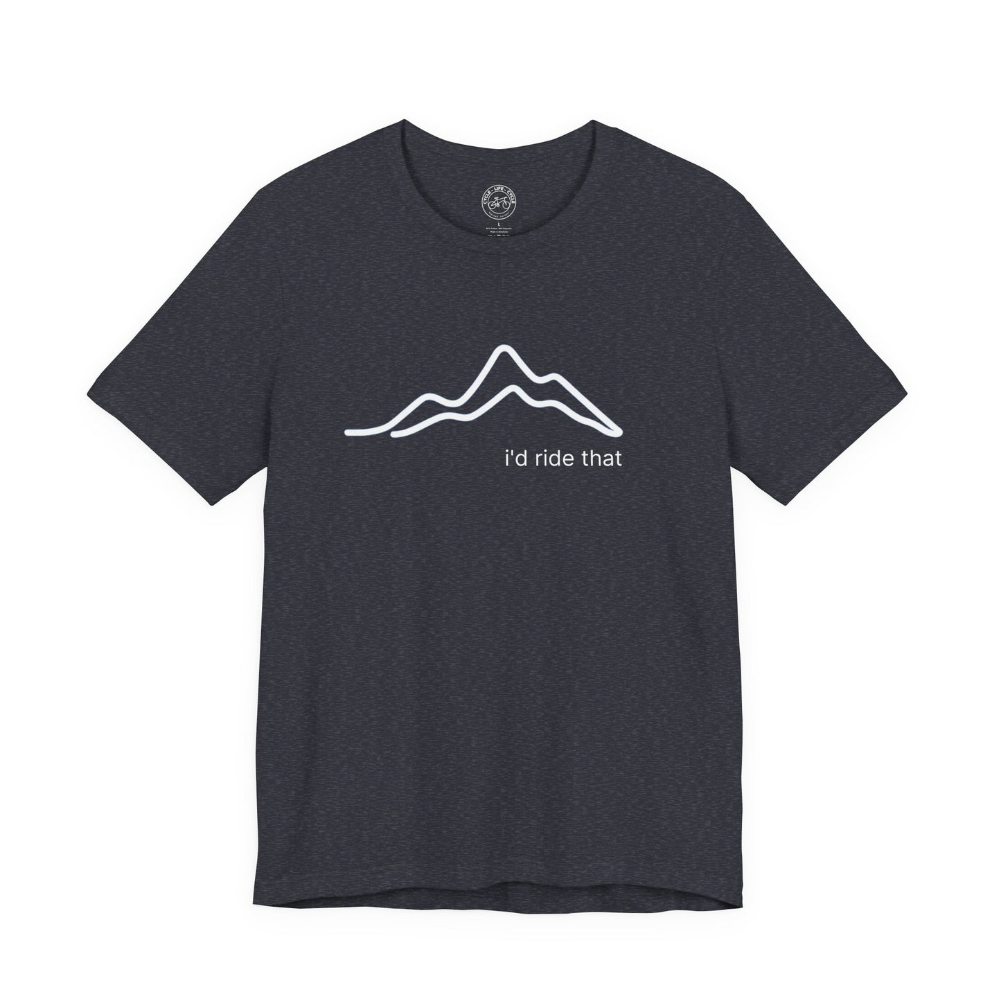 I’d Ride That Cycling T-Shirt | Bella + Canvas 3001 | Minimal Mountain Line Art Bike Shirt | Not a Racer Cycling Tee