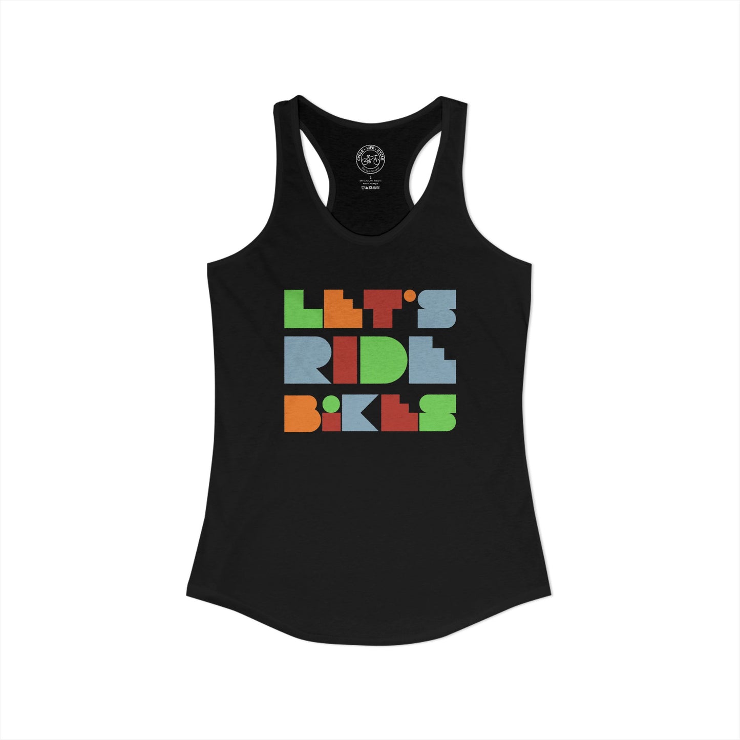 Let’s Ride Bikes Racerback Tank – Women’s Geometric Cycling Graphic | Lightweight Bike Life Tank Top