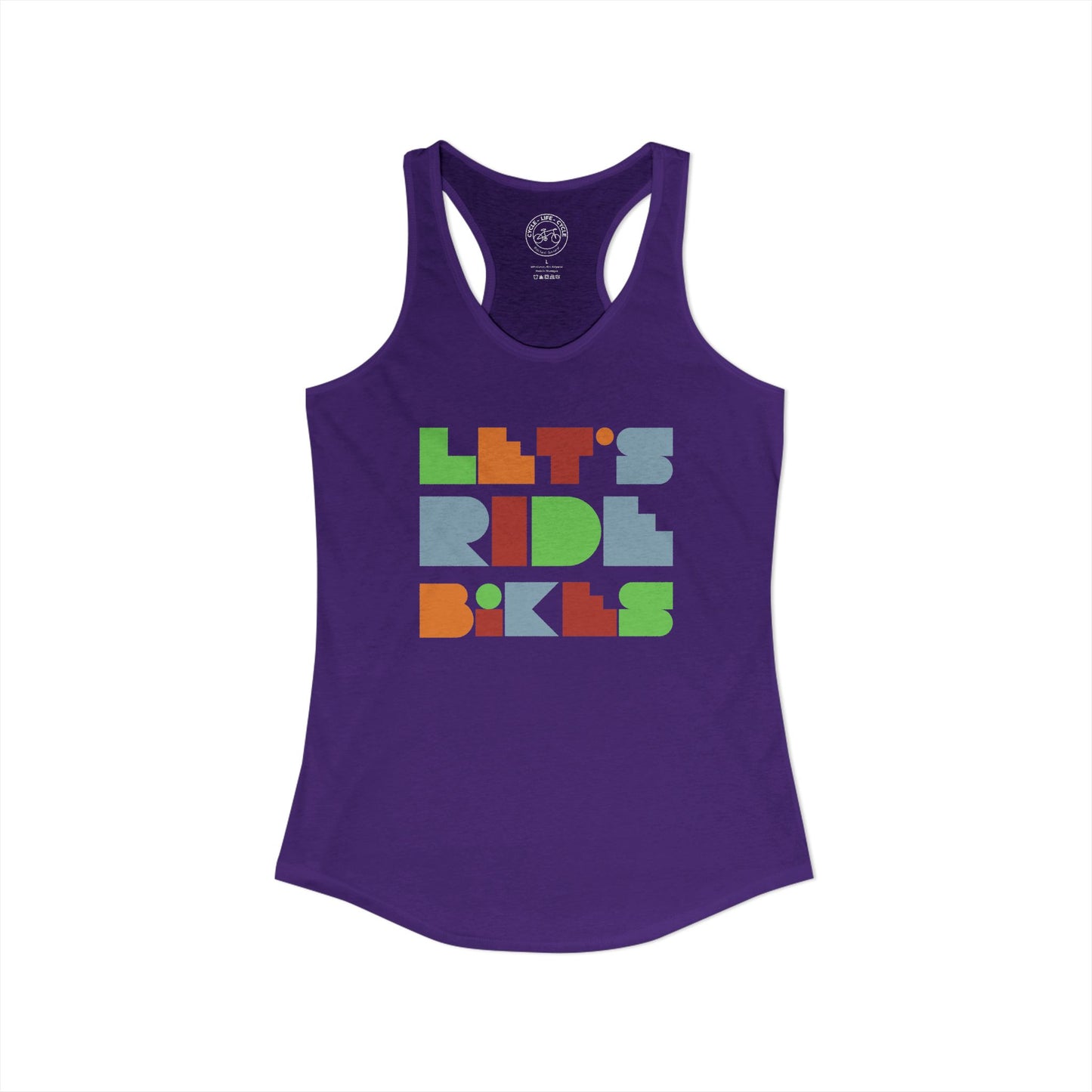 Let’s Ride Bikes Racerback Tank – Women’s Geometric Cycling Graphic | Lightweight Bike Life Tank Top