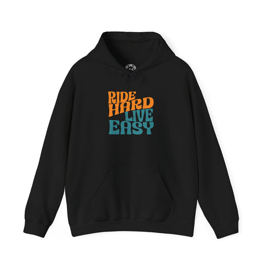 Ride Hard Live Easy Hoodie | Gildan 18500 Heavy Blend | Cycling Lifestyle Hoodie | Bike Mindset Sweatshirt