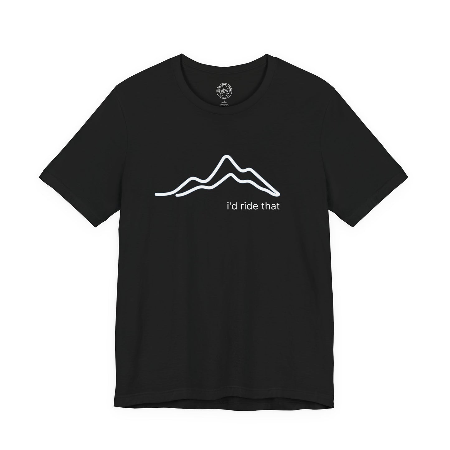 I’d Ride That Cycling T-Shirt | Bella + Canvas 3001 | Minimal Mountain Line Art Bike Shirt | Not a Racer Cycling Tee