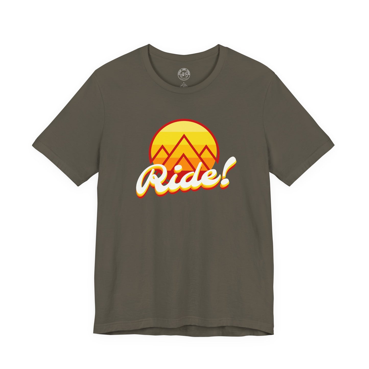 Ride T-Shirt | Bella + Canvas 3001 | Retro Mountain Cycling Shirt | Ride More Bike Tee | Not a Racer