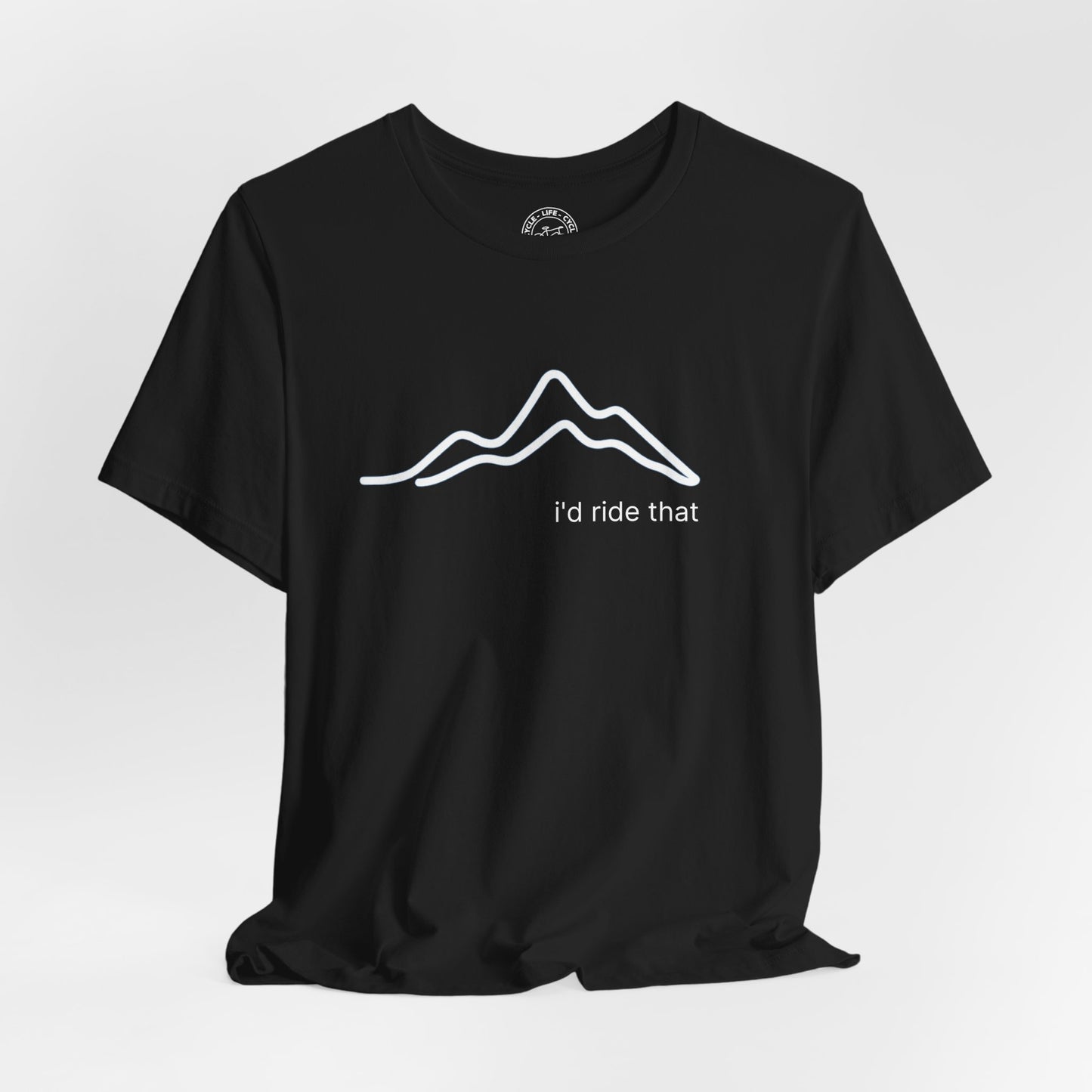 I’d Ride That Cycling T-Shirt | Bella + Canvas 3001 | Minimal Mountain Line Art Bike Shirt | Not a Racer Cycling Tee