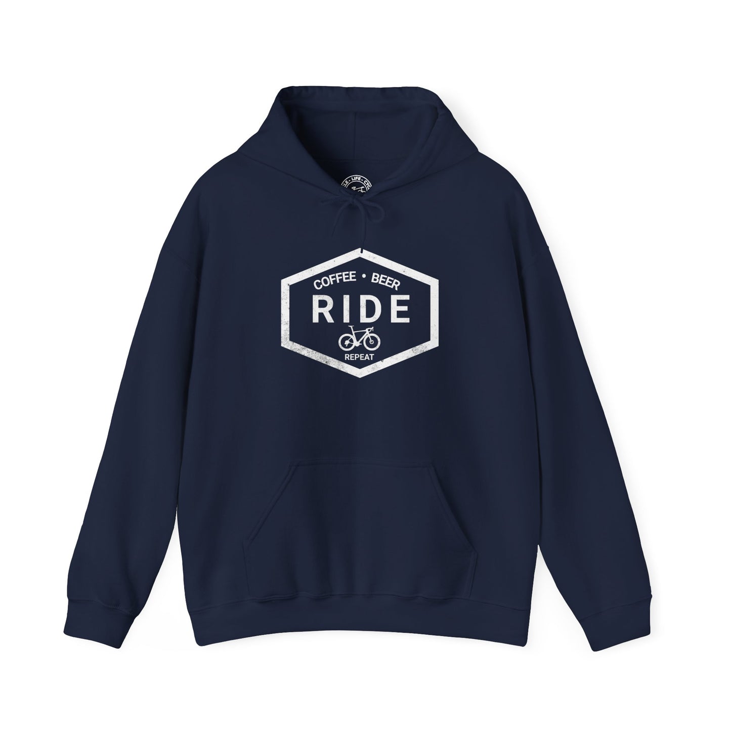 Coffee Ride Beer  Repeat Hoodie | Gildan 18500 Heavy Blend | Cycling Lifestyle Hoodie | Bike Sweatshirt