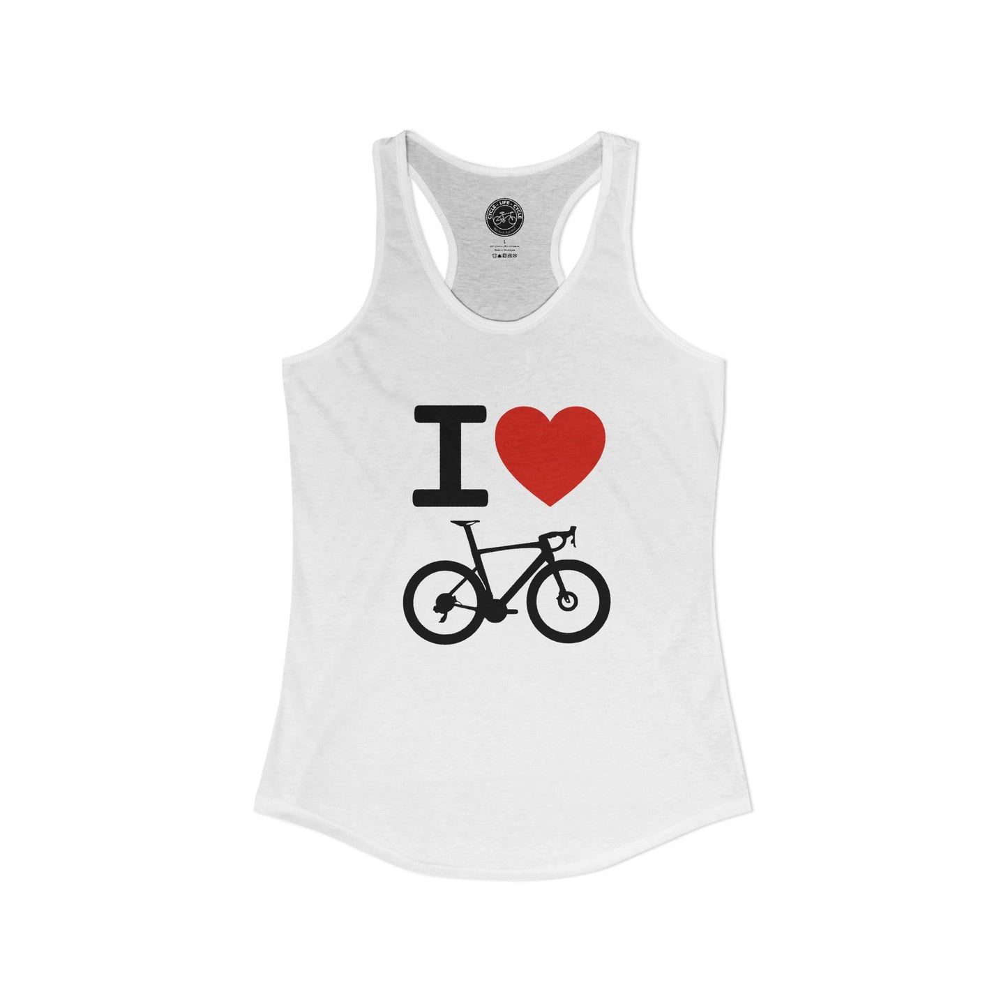 I Heart Bicycle Racerback Tank | Next Level 1533 Ideal Racerback | Cycling Tank Top | Bike Lifestyle Women’s Tank