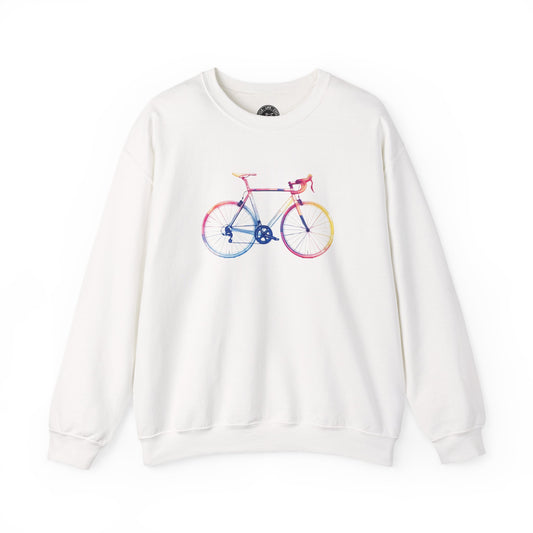 Colorful Road Bike Sweatshirt | Gildan 18000 Heavy Blend | Artistic Cycling Crewneck | Bike Graphic Pullover