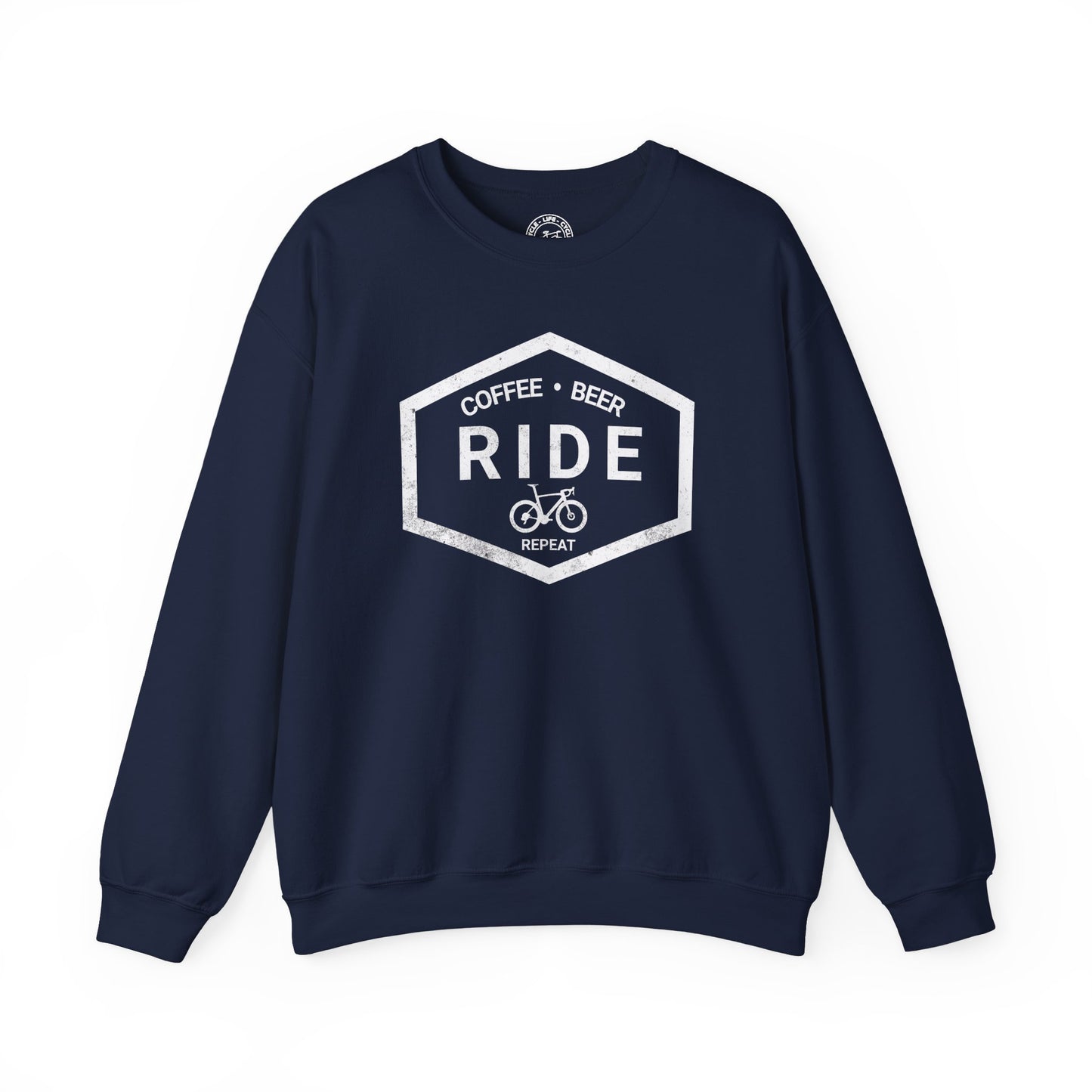 Coffee Ride Beer Repeat Sweatshirt | Gildan 18000 Heavy Blend | Cycling Lifestyle Crewneck | Bike Pullover