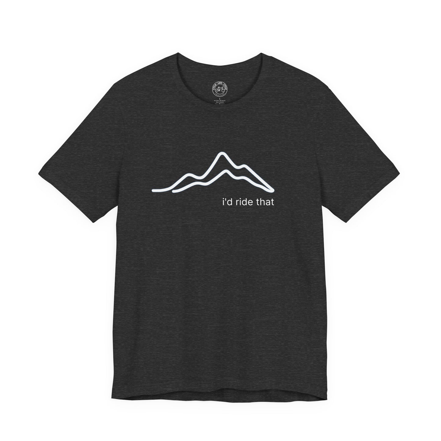 I’d Ride That Cycling T-Shirt | Bella + Canvas 3001 | Minimal Mountain Line Art Bike Shirt | Not a Racer Cycling Tee
