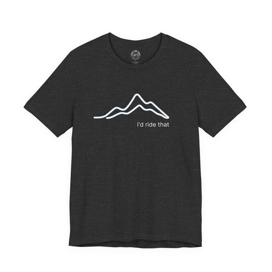 I’d Ride That Cycling T-Shirt | Bella + Canvas 3001 | Minimal Mountain Line Art Bike Shirt | Not a Racer Cycling Tee