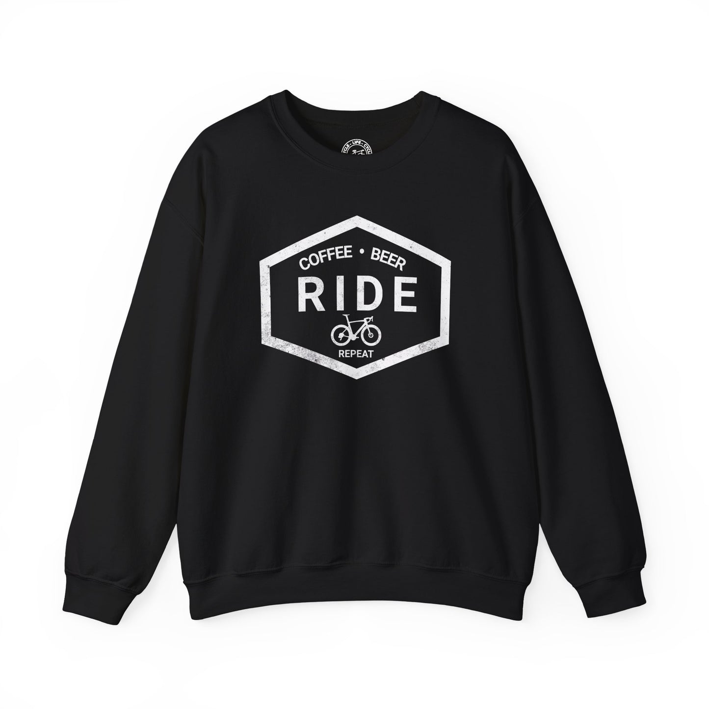 Coffee Ride Beer Repeat Sweatshirt | Gildan 18000 Heavy Blend | Cycling Lifestyle Crewneck | Bike Pullover