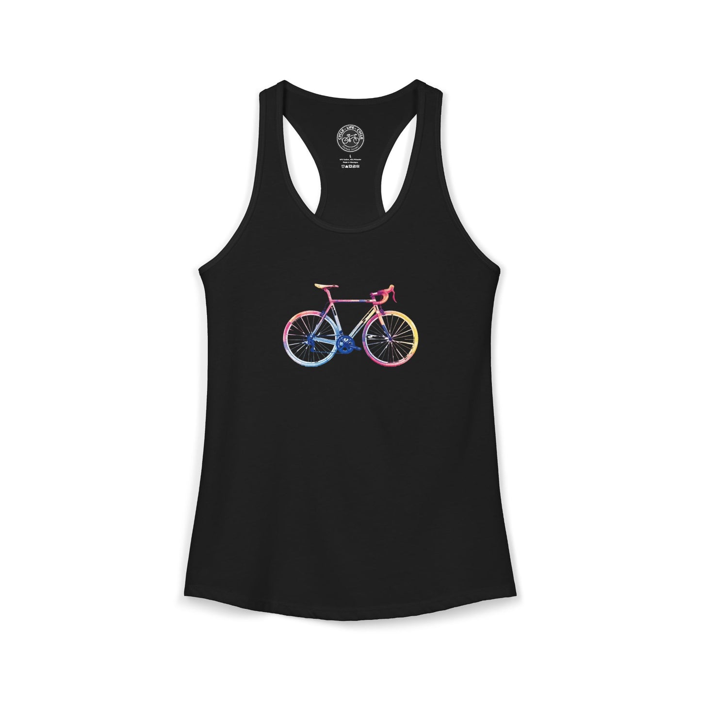 Colorful Road Bike Racerback Tank | Next Level 1533 Ideal Racerback | Artistic Cycling Tank Top | Bike Lifestyle Women’s Tank