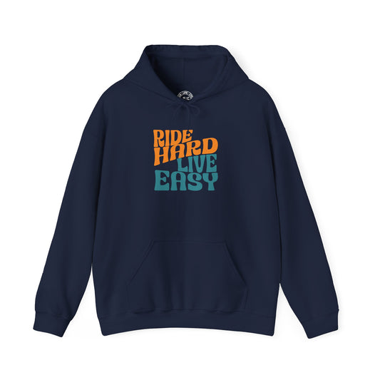Ride Hard Live Easy Hoodie | Gildan 18500 Heavy Blend | Cycling Lifestyle Hoodie | Bike Mindset Sweatshirt