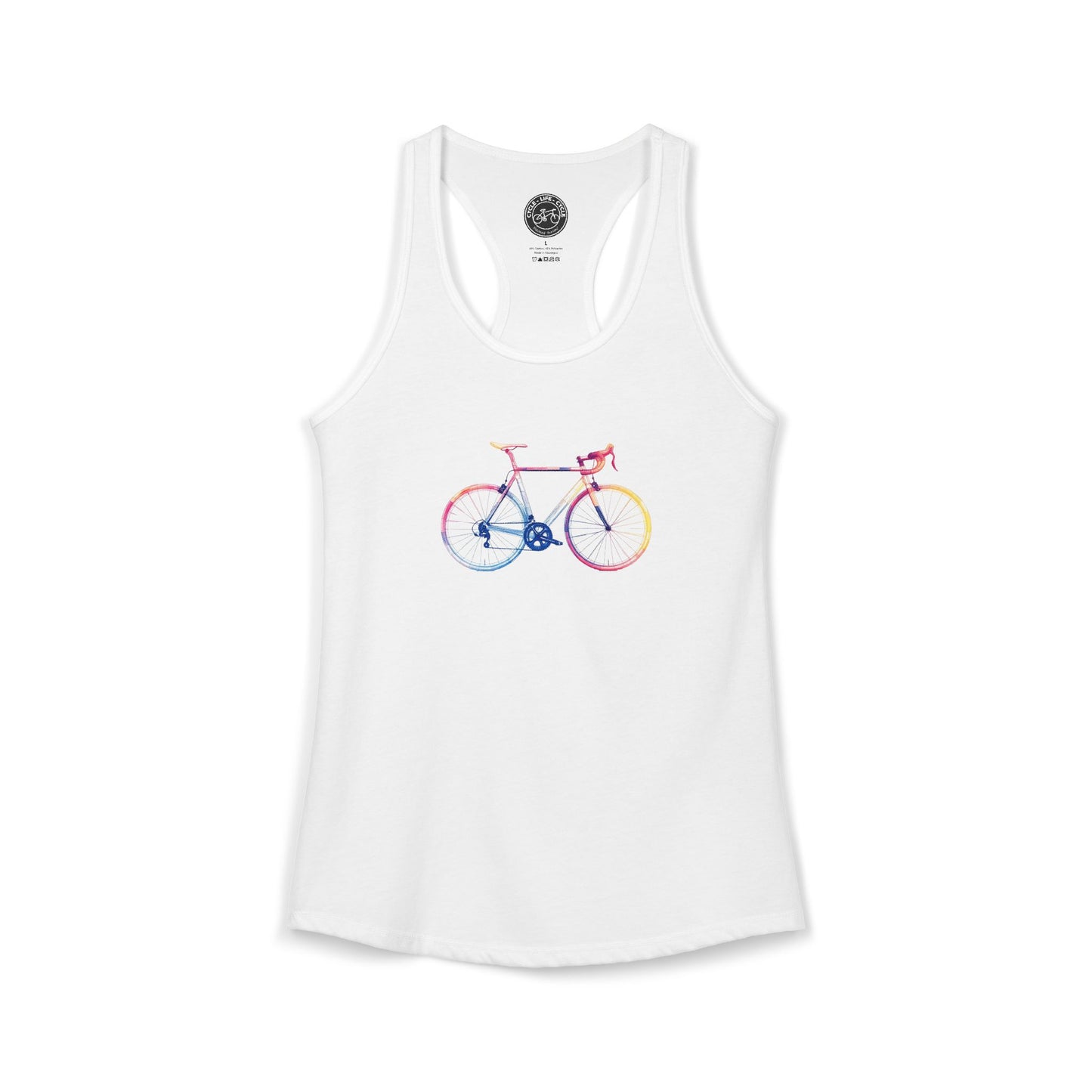 Colorful Road Bike Racerback Tank | Next Level 1533 Ideal Racerback | Artistic Cycling Tank Top | Bike Lifestyle Women’s Tank