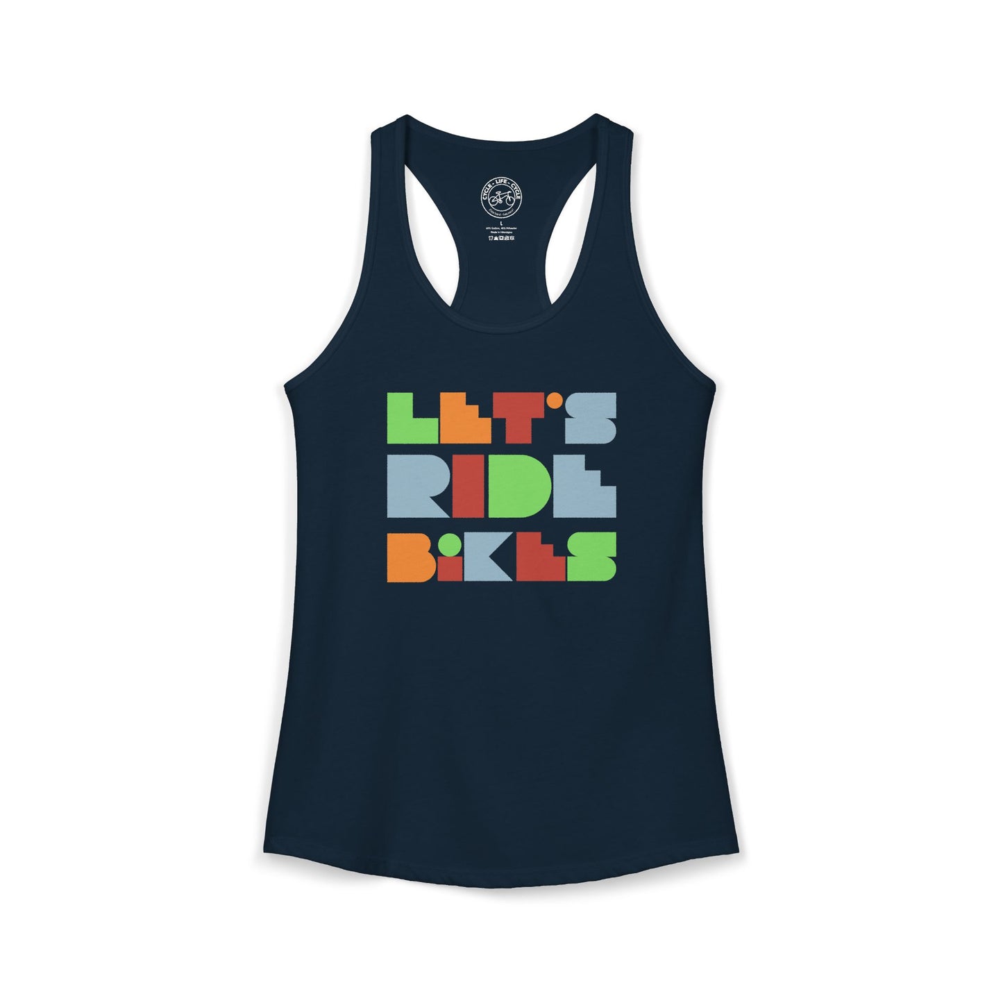 Let’s Ride Bikes Racerback Tank – Women’s Geometric Cycling Graphic | Lightweight Bike Life Tank Top