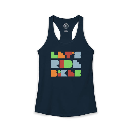 Let’s Ride Bikes Racerback Tank – Women’s Geometric Cycling Graphic | Lightweight Bike Life Tank Top