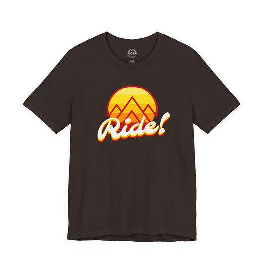 Ride T-Shirt | Bella + Canvas 3001 | Retro Mountain Cycling Shirt | Ride More Bike Tee | Not a Racer