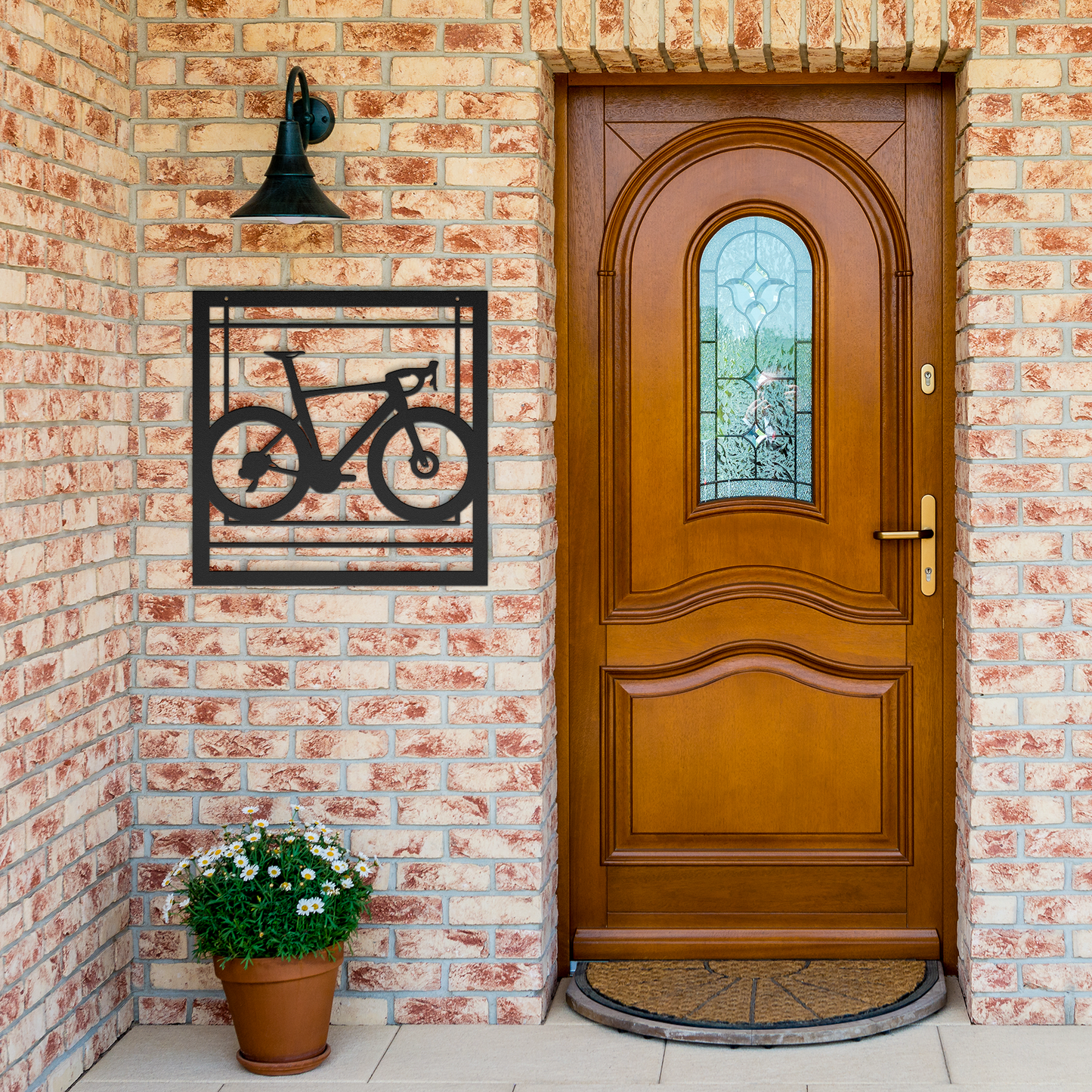 Modern_Road_Bike_Metal_Wall_Art_Black_Brick_Entrance_Mockup.png